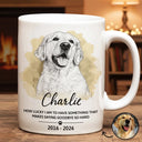 Sad, Pet Lovers, Dog Lovers, Cat Lovers - Custom Photo Pencil Sketch Art How Lucky I Am Pet Loss - Personalized White Edge-to-Edge Mug