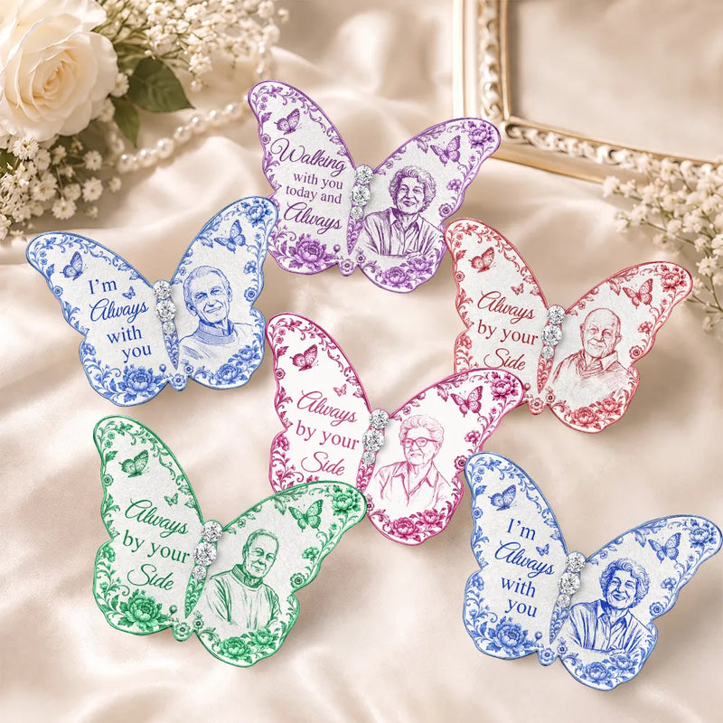 Art Design,Sentimental,Family,Wedding,Photo - Pencil Sketch - Remove BG - Custom Photo Pencil Sketch I Am Always With You - Personalized Brooch