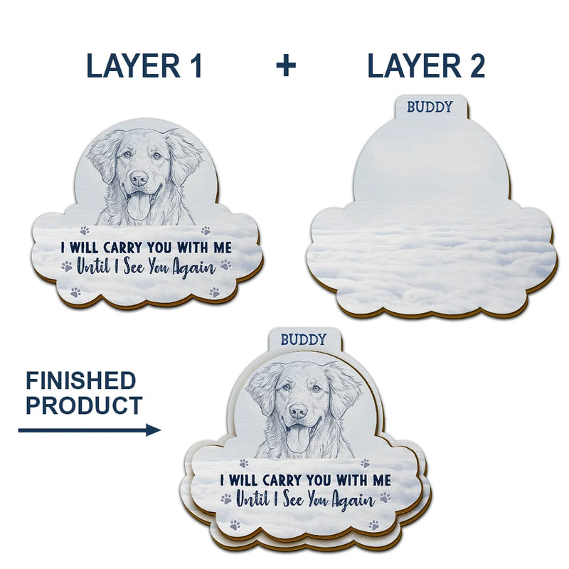Art Design,Sentimental,Pet Lovers,Memorial,Photo - Pencil Sketch - Remove BG - Custom Photo Pencil Sketch I Will Carry You With Me - Personalized Custom Shaped Car Visor Clip