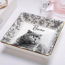 Custom Photo,Pet Lovers,Pet Mom,Pet Dad,Happy - Custom Photo Pencil Sketch Pet Photo - Personalised Ring Dish