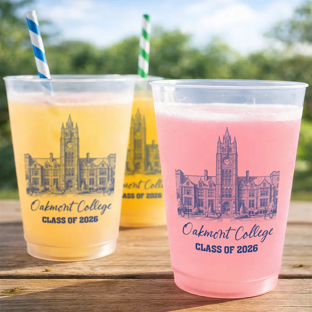 Art Design,Teacher,Back To School,Proud,Photo - Pencil Sketch - Remove BG (For Landscape) - Custom Photo Pencil Sketch School Building Artwork - Personalized Frosted Cups