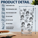 Custom Photo, Art Design, Summer, Pet Lovers, Playful, Photo - Pencil Sketch - Dark BG - Custom Photo White Pencil Sketch Art Toile De Jouy With Tropical Pattern - Personalized Beer Glass