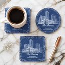Art Design, Custom Photo, Romantic, Gift For Couples, Wedding, Photo - Pencil Sketch - Remove BG (For Landscape) - Custom Photo Pencil Sketch Wedding Venue Illustration - Personalized Cork Coaster