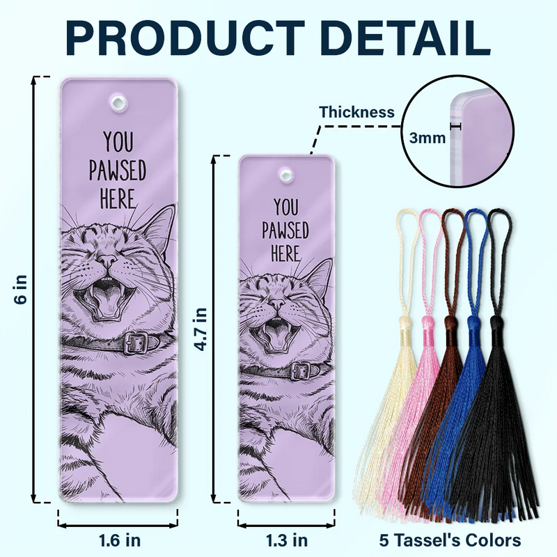 Art Design, Playful, Christmas, Custom Photo, Reading, Pet Lovers, Photo - Pencil Sketch - Remove BG - Custom Photo Pencil Sketch You Pawsed Here - Personalized Acrylic Bookmark