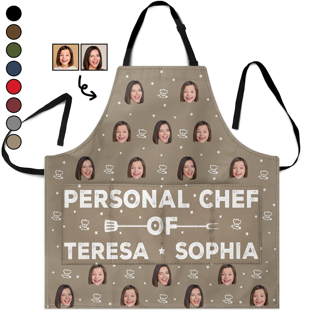 Custom Photo Personal Chef Of Wife And Kids - Personalized Apron