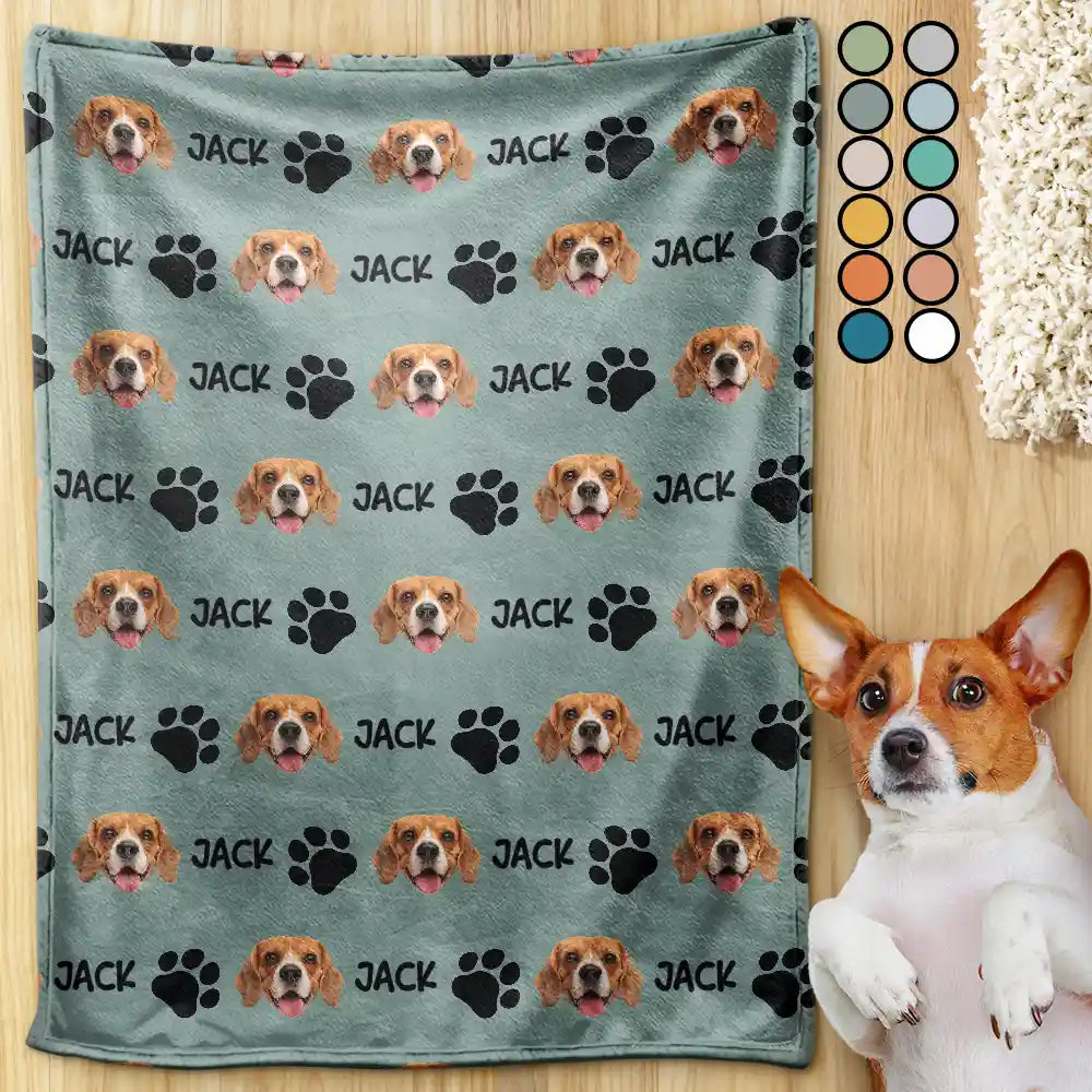 Custom Photo,Pet Lovers,Happy - Custom Photo Pet Dog Cat Face - Personalized Pet Blanket