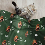 Custom Photo, Pet Lovers, Happy - Custom Photo Pet Dog Cat Face Sidelong - Personalized Pet Blanket