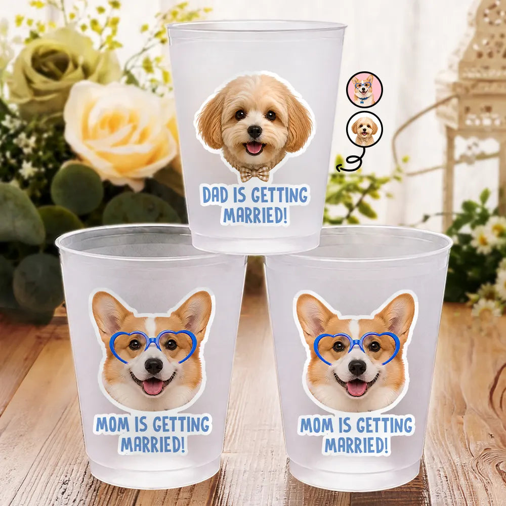 Dog Mom,Playful,Bachelorette,Custom Photo,Gift For Mother,Pet Lovers,Cut-Face Photo - Custom Photo Pet Face Bachelorette Party - Personalized Frosted Cups