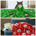 Pet Lovers, Pet Mom, Pet Dad, Happy, Custom Photo - Custom Photo Pet Face Pattern Dog Cat Family - Personalized Pet Blanket