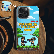 Gift For Couples,Gift For Husband,Gift For Wife,Gift For Boyfriend,Gift For Girlfriend,LGBT,Gaming,Happy - Custom Photo Pixel Art Standee 2 Player Mode - Personalized Clear Phone Case