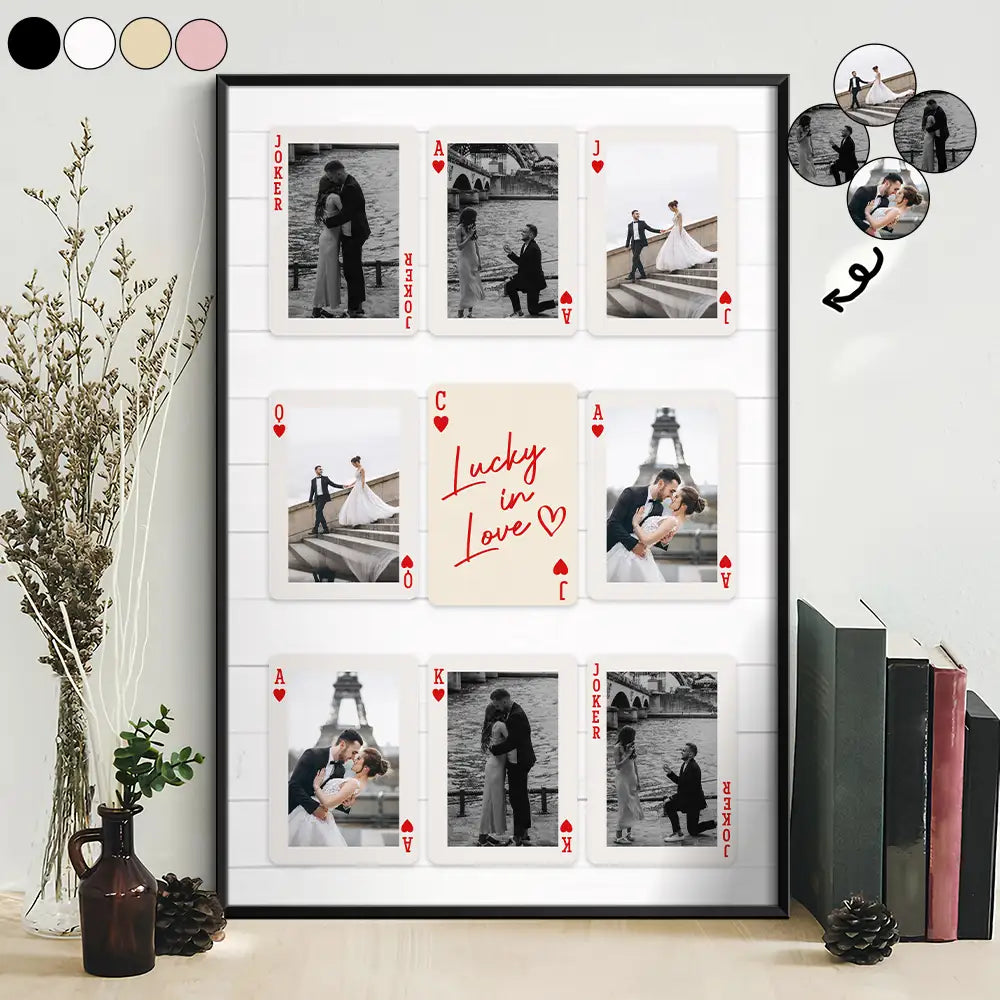 Custom Photo,Gift For Couples,Gift For Husband,Gift For Wife,Gift For Boyfriend,Gift For Girlfriend,Happy - Custom Photo Playing Card Couple Lucky In Love - Personalised Poster