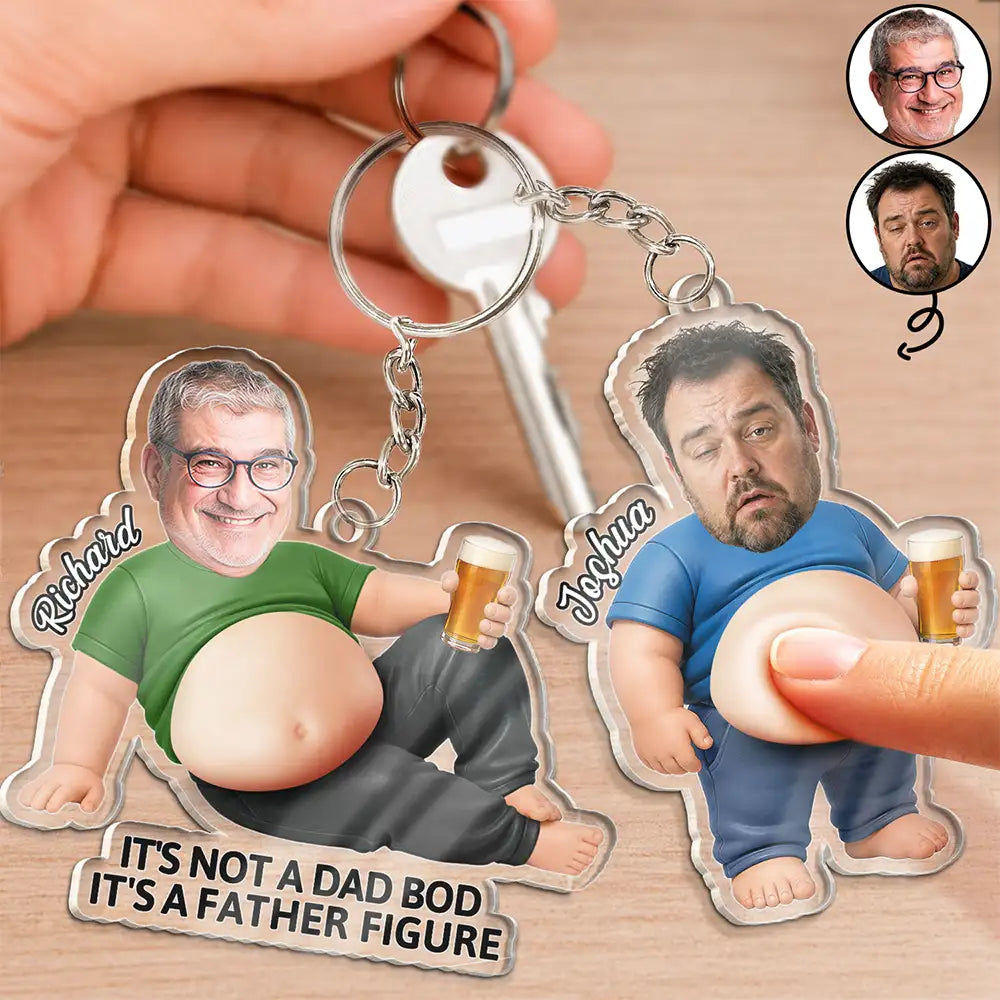 Custom Photo Poke Dad Bod Belly - Personalized Squishy Acrylic Keychain