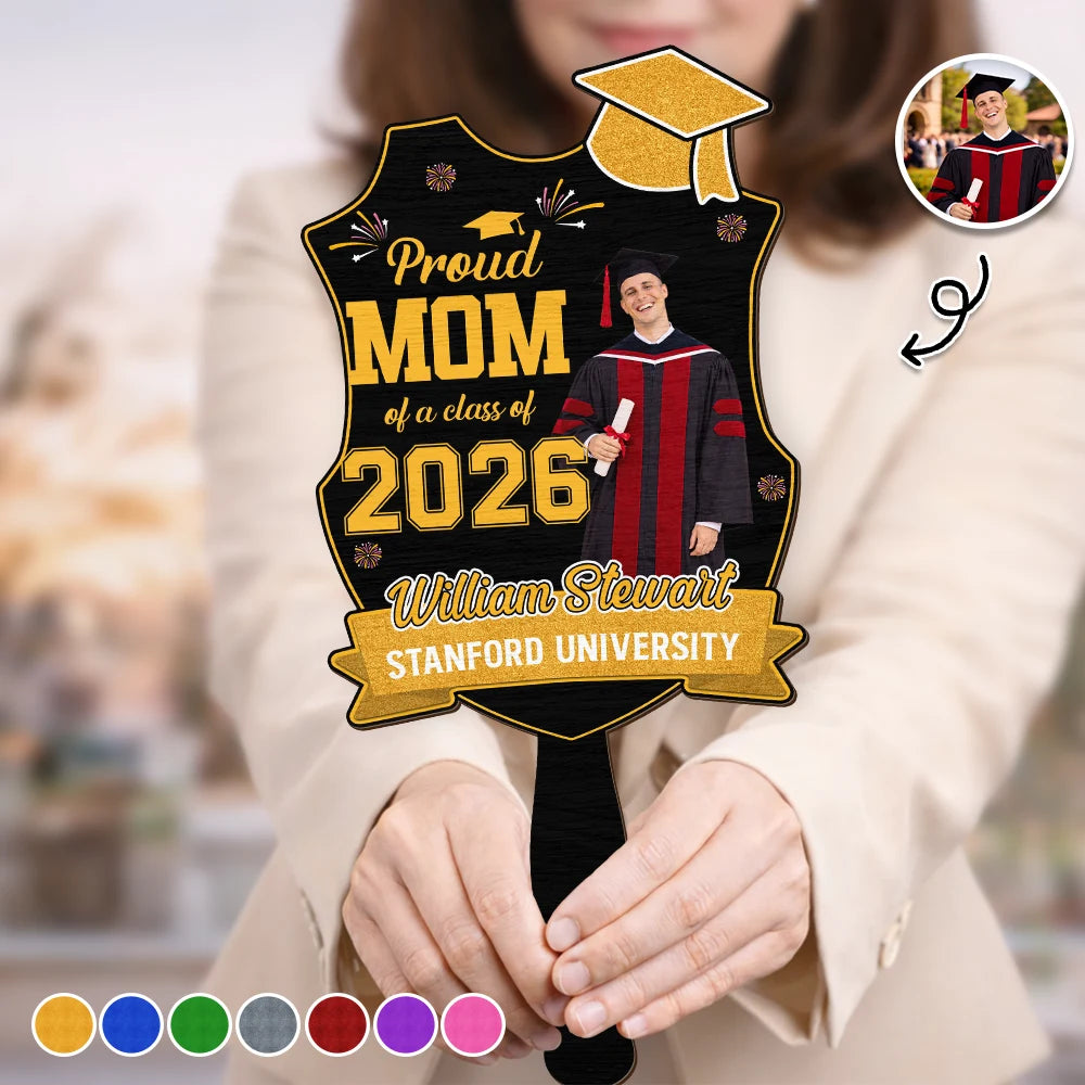 Gift For Yourself,Gift For Aunt,Gift For Uncle,Gift For Mother,Gift For Grandpa,Gift For Father,Gift For Grandma,Gift For Grandparents,Gift For Daughter,Gift For Son,Gift For Sibling,Gift For Sisters,Gift For Bestie,Gift For Brothers,Graduation,Happy - Custom Photo Proud Dad Mom Sister Bestie Graduation - Personalized Graduation Handheld Fan