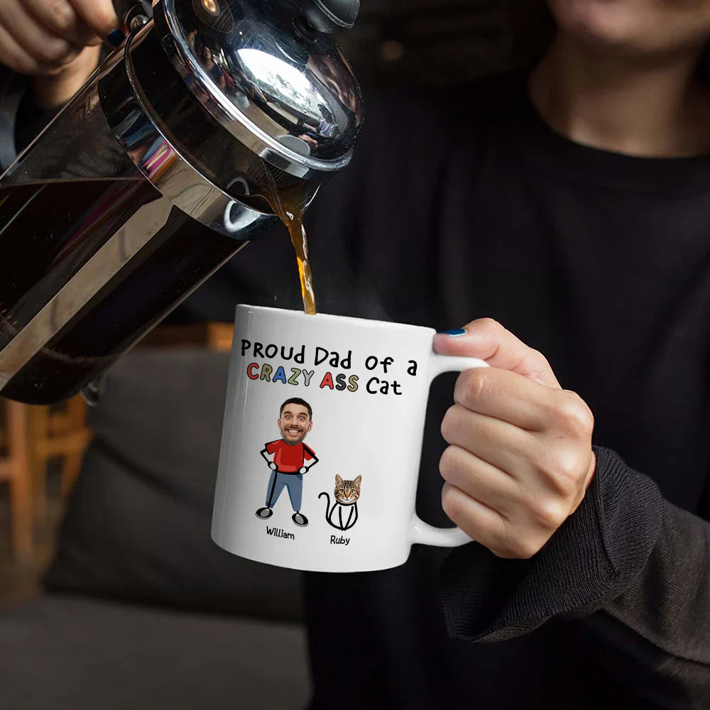 Gift For Yourself,Gift For Men,Pet Lovers,Pet Dad,Dog Lovers,Dog Dad,Cat Lovers,Cat Dad - Custom Photo Proud Dog Dad - Personalized Mug