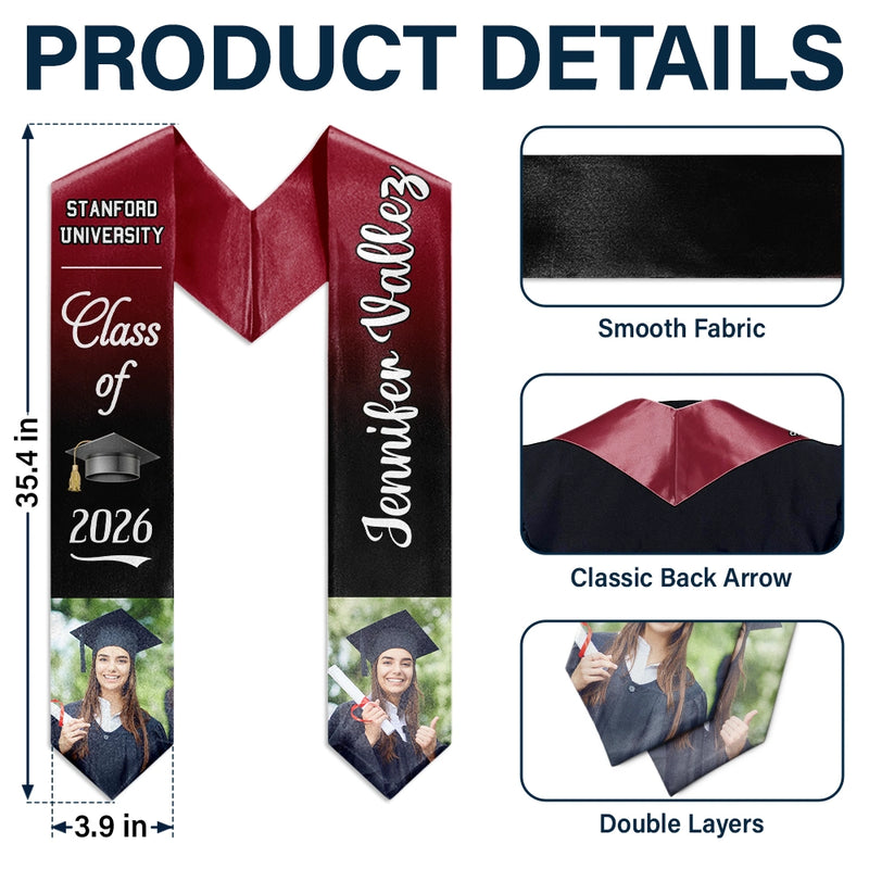 Custom Photo Proud Graduate Of The Class - Graduation Gift - Personalized Stoles