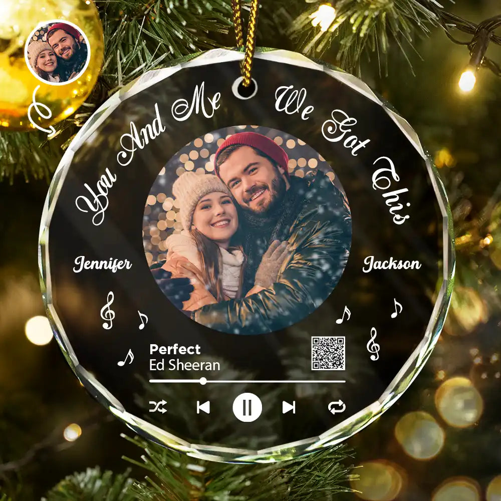 Custom Photo QR Code Song We Got This Couple - Personalized Circle Glass Ornament