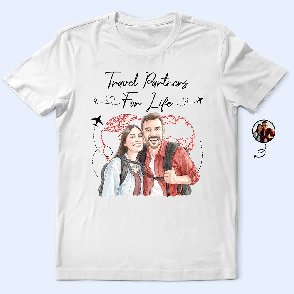 Art Design, Custom Photo, Romantic, Summer, Gift For Couples, Photo - Watercolor - Remove BG - Custom Photo Realistic Watercolor Art And So The Adventure Begins - Personalized T Shirt