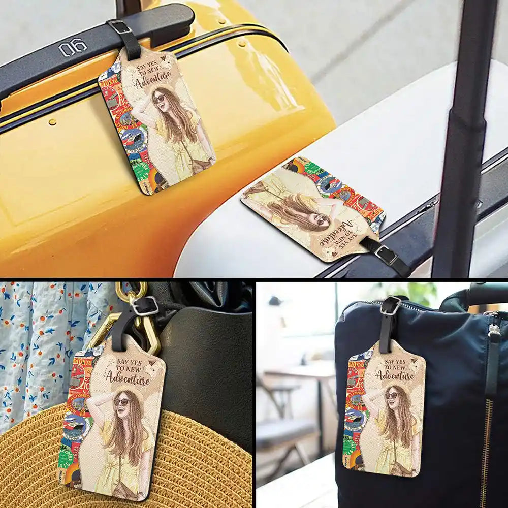 Travel, Art Design, Confident, Gift For Yourself, Photo - Watercolor - Remove BG - Custom Photo Realistic Watercolor Art And So The Adventure Begins Travel Lover - Personalized Luggage Tag