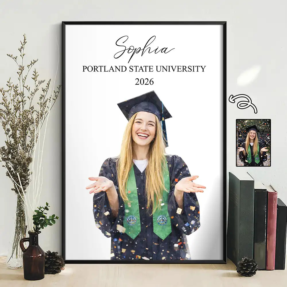 Custom Photo Realistic Watercolor Art Congrats Graduate - Personalized Poster