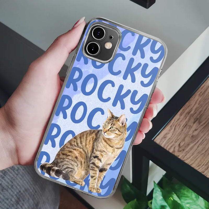 Custom Photo, Art Design, Pet Lovers, Adorable, Photo - Watercolor - Remove BG - Custom Photo Realistic Watercolor Art Cute Dog Cat Portrait - Personalized Clear Phone Case