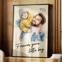 Gift For Father,New Dad,Gift For Grandpa,Non-Eng,Photo - Watercolor (remove BG),Adorable - Custom Photo Realistic Watercolor Art Forever Your Little Girl - Personalized Poster