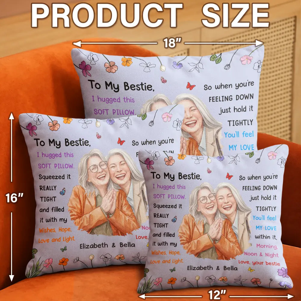 Art Design,Gift For Bestie,Christmas,Cozy,Photo - Watercolor - Remove BG - Custom Photo Realistic Watercolor Art I Hugged This Soft Pillow Bestie - Personalized Pillow