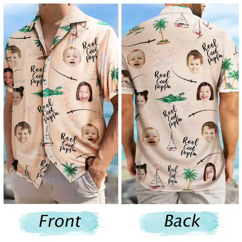 Gift For Men,Gift For Father,Gift For Grandpa - Custom Photo Reel Cool Dad - Personalized Hawaiian Shirt