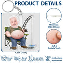 Humorous,Gift For Men,Fishing,Custom Photo,Gift For Yourself,Summer,Cut-Face Photo - Custom Photo Reel Cool Dad Bod - Personalized Squishy Acrylic Keychain