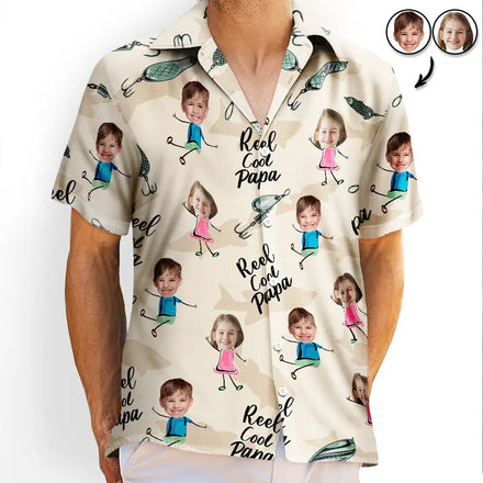 Custom Photo Reel Cool Dad Dancing Kids - Personalized Hawaiian Shirt