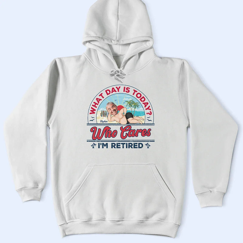 Gift For Yourself, Gift For Women, Gift For Men, Retirement, Beach, Funny, Custom Photo - Custom Photo Retro Beach Who Cares I'm Retired - Personalized T Shirt