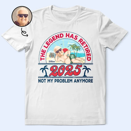 Custom Photo Retro Beach Who Cares I'm Retired - Personalized T Shirt