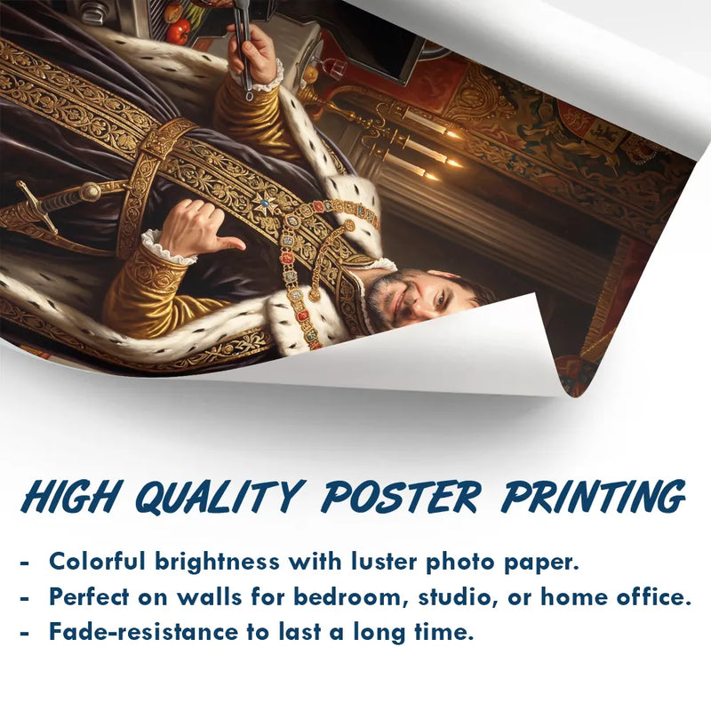 Custom Photo Royal Funny Portrait Dad GrandPa Family - Personalized Poster