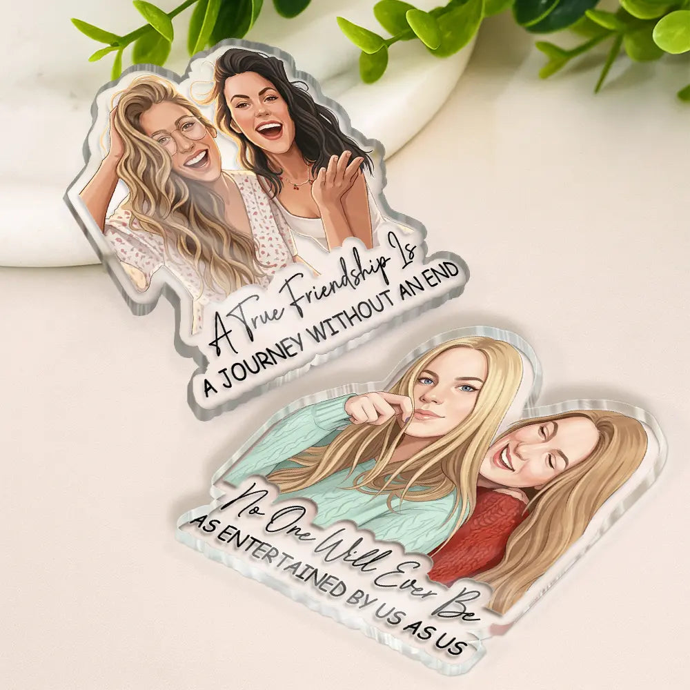 Custom Photo, Art Design, Gift For Bestie, Humorous, Photo - Semi Realistic Portrait - Custom Photo Semi Realistic Portrait Besties Forever - Personalized Acrylic Magnet
