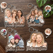 Top Market,Art Design,Gift For Bestie,Humorous,Photo - Semi Realistic Portrait - Custom Photo Semi Realistic Portrait Besties Forever - Personalized Acrylic Keychain