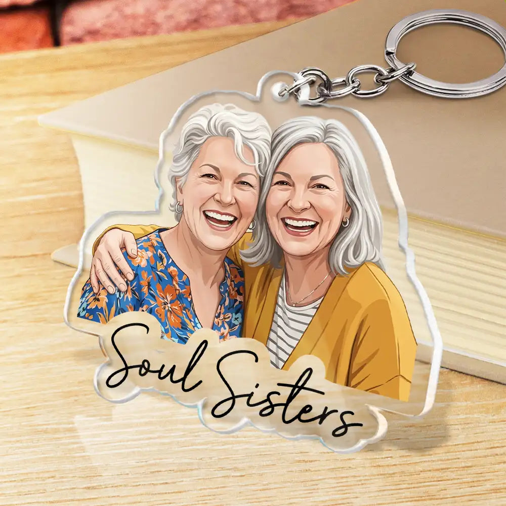 Top Market,Art Design,Gift For Bestie,Humorous,Photo - Semi Realistic Portrait - Custom Photo Semi Realistic Portrait Besties Forever - Personalized Acrylic Keychain