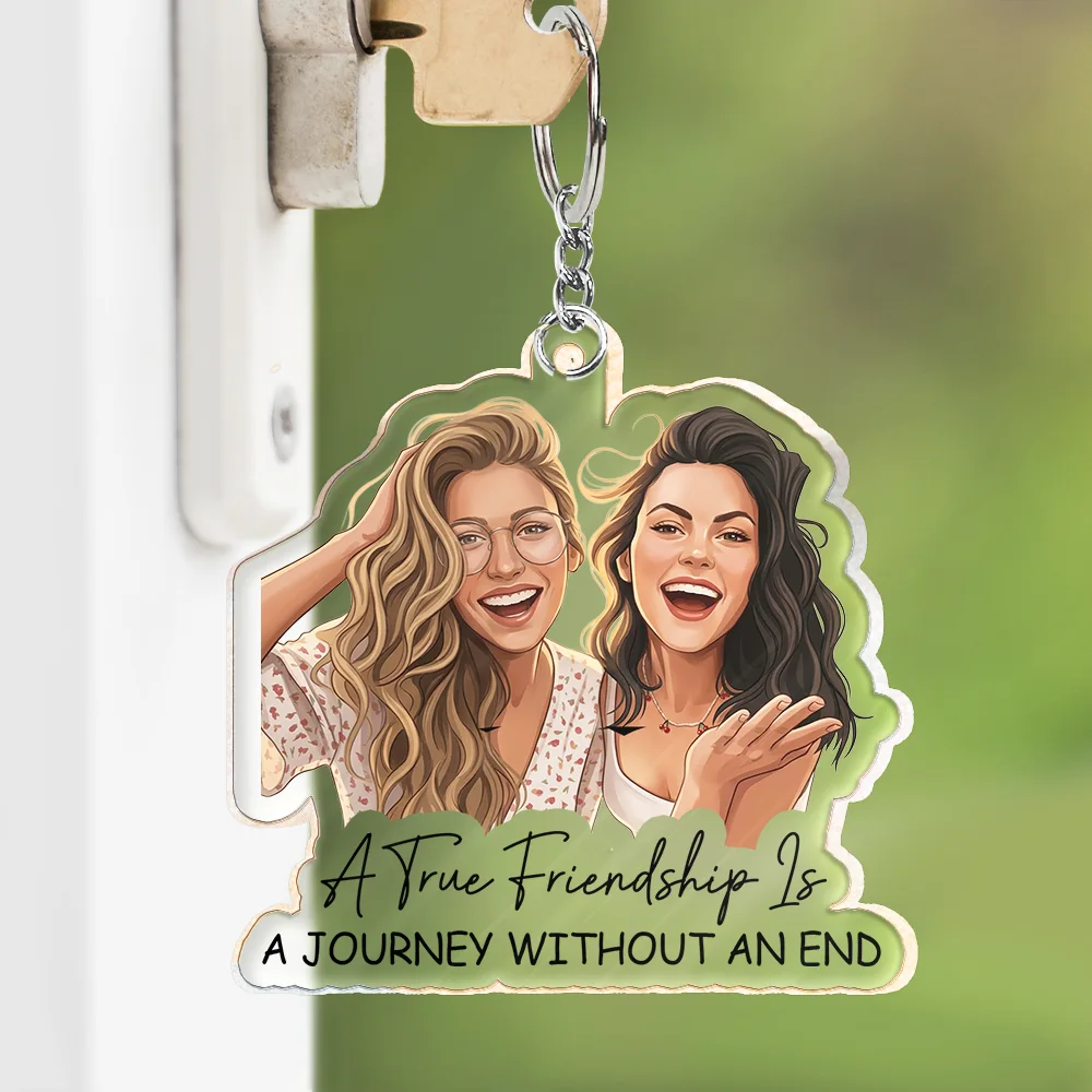 Top Market,Art Design,Gift For Bestie,Humorous,Photo - Semi Realistic Portrait - Custom Photo Semi Realistic Portrait Besties Forever - Personalized Acrylic Keychain