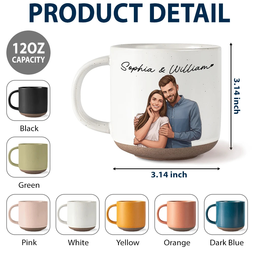 Custom Photo,Art Design,Gift For Couples,Romantic,Photo - Semi Realistic Portrait - Custom Photo Semi Realistic Portrait Couple I Love You - Personalized Pottery Mug