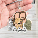 Custom Photo, Art Design, Family, Adorable, Photo - Semi Realistic Portrait - Custom Photo Semi Realistic Portrait Family Couple Pet Lovers Portrait - Personalized Acrylic Keychain