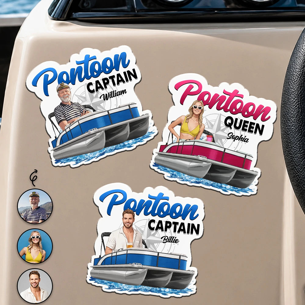 Custom Photo Semi Realistic Portrait Pontoon Captain Queen - Personalized Magnet