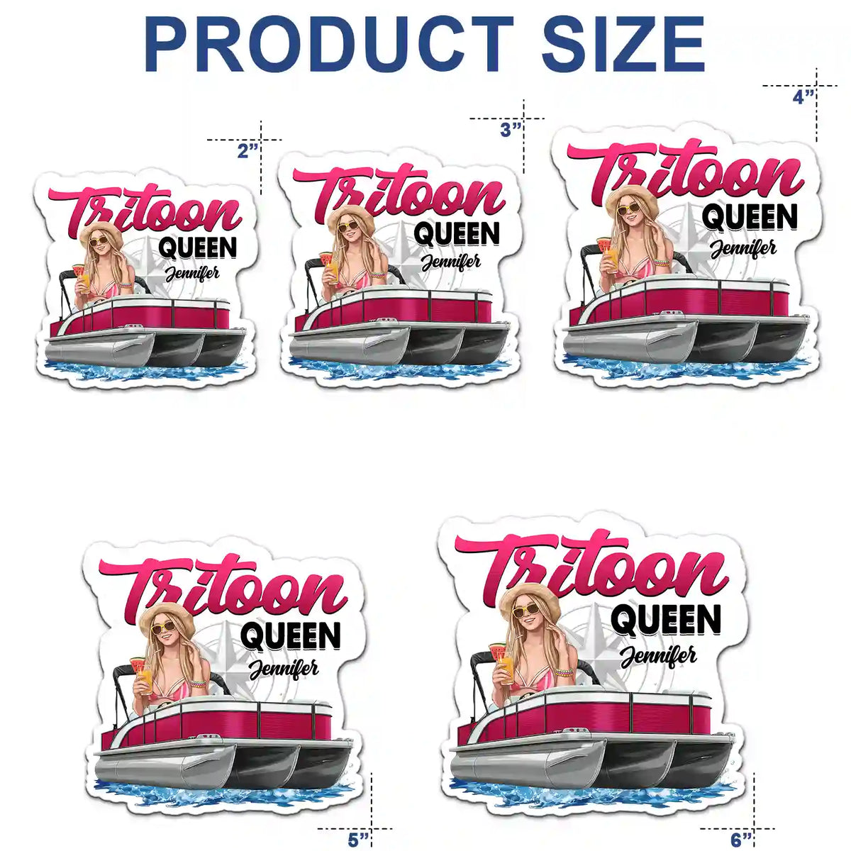 Art Design,Pontoon,Gift For Yourself,Summer,Photo - Semi Realistic Portrait,Happy - Custom Photo Semi Realistic Portrait Pontoon Captain Queen - Personalized Magnet