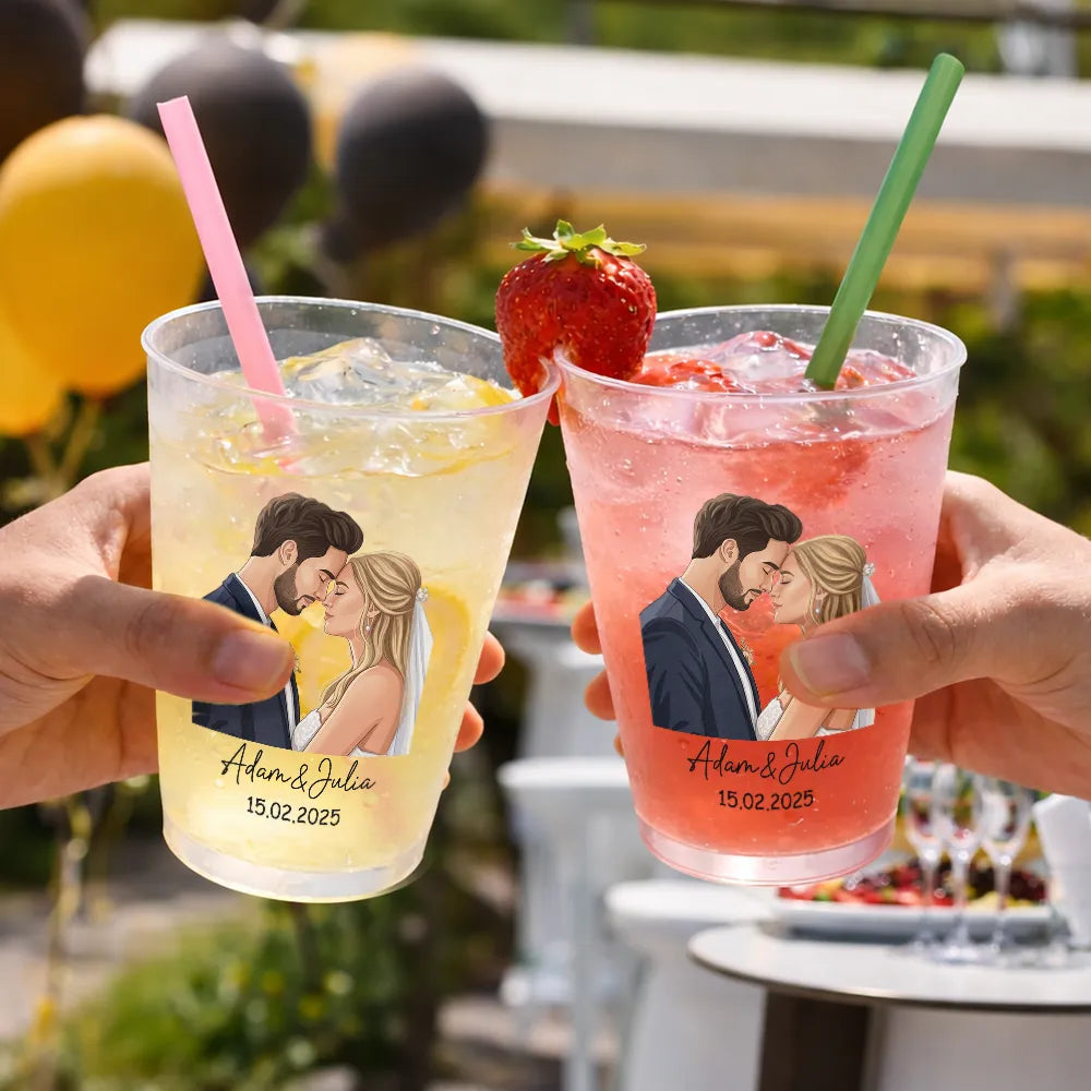 Custom Photo, Art Design, Gift For Couples, Romantic, Photo - Semi Realistic Portrait - Custom Photo Semi Realistic Portrait Romantic Couple - Personalized Frosted Cups