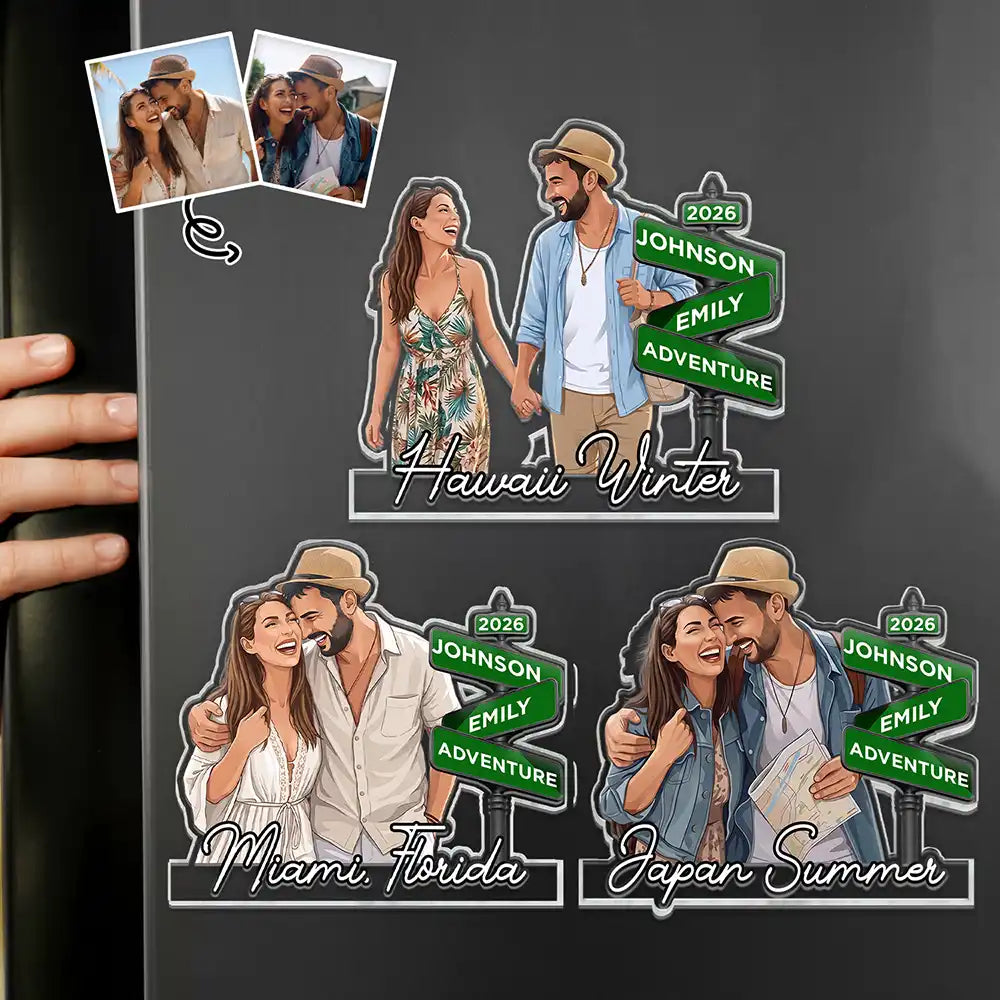 Custom Photo Semi Realistic Portrait Travel Magnet Portrait - Personalized Acrylic Magnet