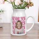 Graduation,Happy,Photo,Proud - Custom Photo Senior Vintage Portrait - Personalized Ceramic Flower Vase