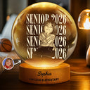 Graduation,Happy,Photo,Proud - Custom Photo Senior Vintage Portrait - Personalized Crystal Globe Lamp