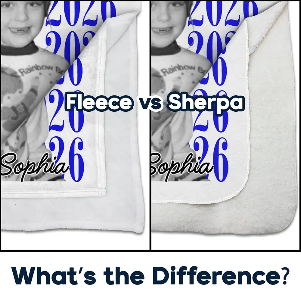 Graduation,Happy,Photo,Proud - Custom Photo Senior Vintage Portrait - Personalized Fleece Blanket, Sherpa Blanket