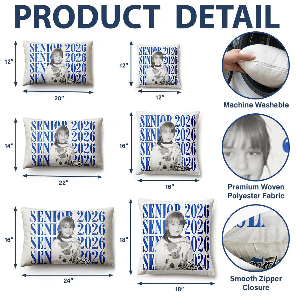 Graduation,Happy,Photo,Proud - Custom Photo Senior Vintage Portrait - Personalized Pillow