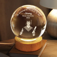 Graduation,Dad - Daughters (Adult),Gift For Daughter,Mom - Daughters (Adult),Dad - Sons,Gift For Son,Mom - Sons,Happy,Custom Photo - Custom Photo She Believed She Could So She Did - Personalized Crystal Globe Lamp