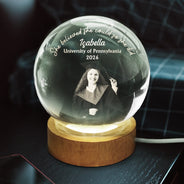 Graduation,Dad - Daughters (Adult),Gift For Daughter,Mom - Daughters (Adult),Dad - Sons,Gift For Son,Mom - Sons,Happy,Custom Photo - Custom Photo She Believed She Could So She Did - Personalized Crystal Globe Lamp