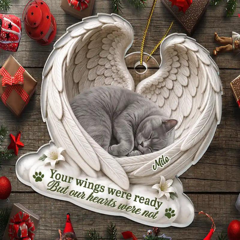 Art Design,Sentimental,Christmas,Pet Lovers,Memorial,Photo - Sleeping Dog Cat Baby - Custom Photo Sleeping Angel Your Wings Were Ready But Our Hearts Were Not - Personalized Custom Shaped Acrylic Ornament