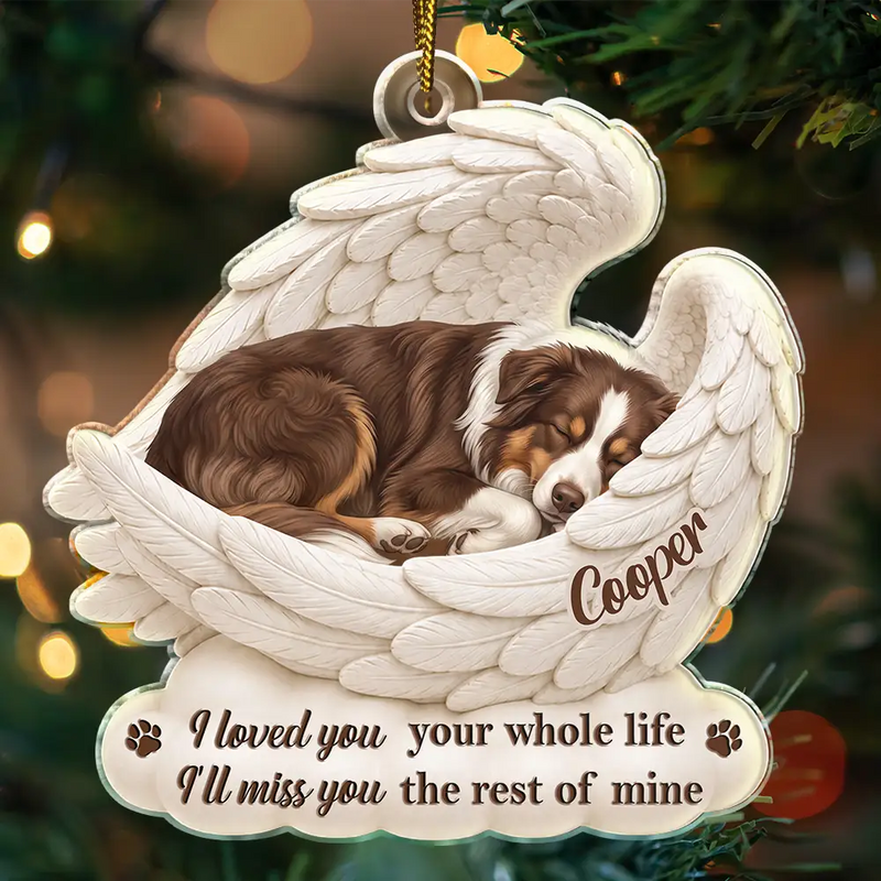 Top Market,Art Design,Sentimental,Christmas,Dog Lovers,Pet Lovers,Memorial,Photo - Sleeping Dog Cat Baby - Custom Photo Sleeping Angel Your Wings Were Ready But Our Hearts Were Not - Personalized Custom Shaped Acrylic Ornament